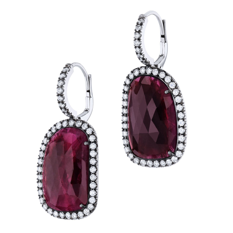 Ruby Slice Pave Diamond White Gold Drop Earrings Earrings H&H Jewels