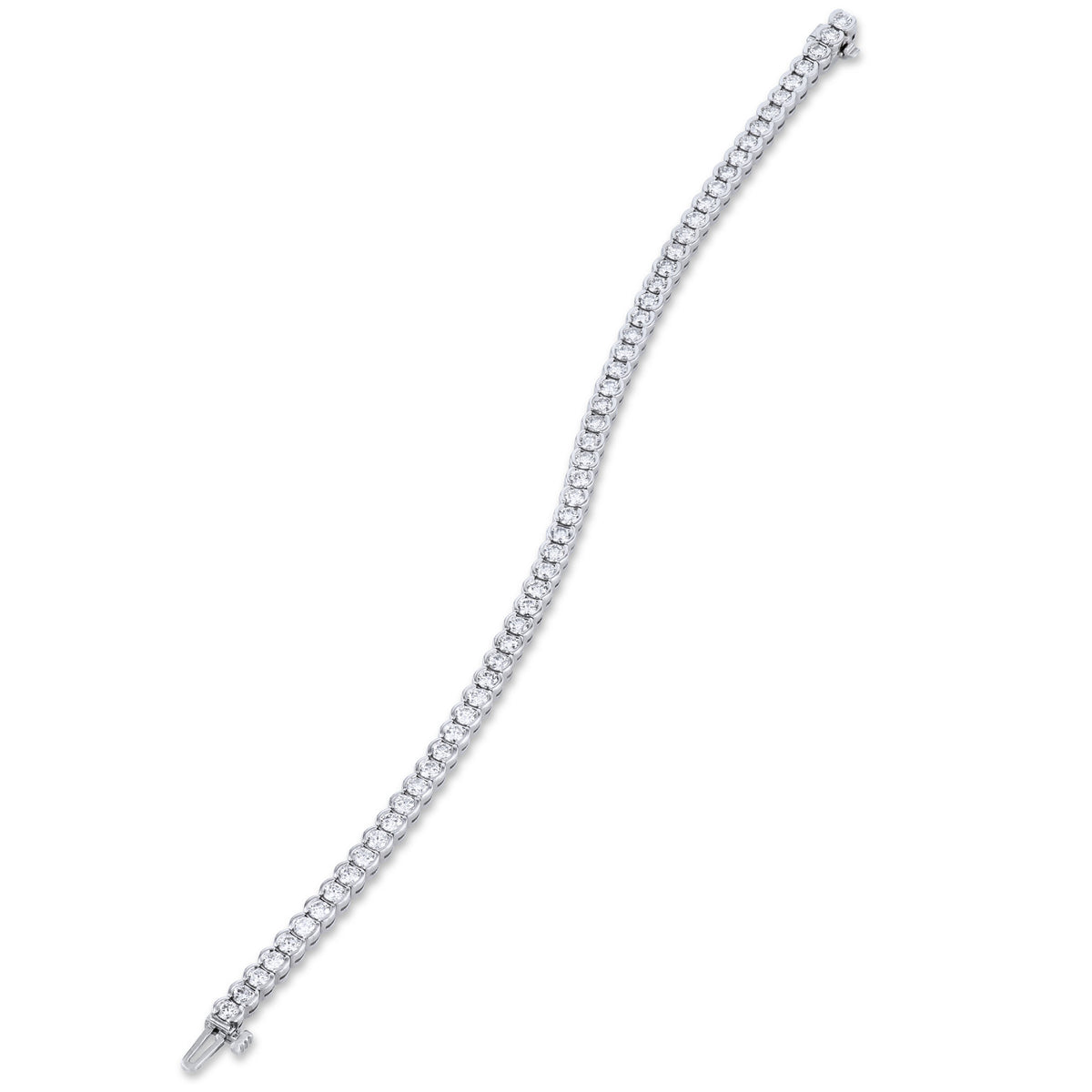 18K White Gold Half Bezel Diamond Tennis Bracelet - Alternate View 1