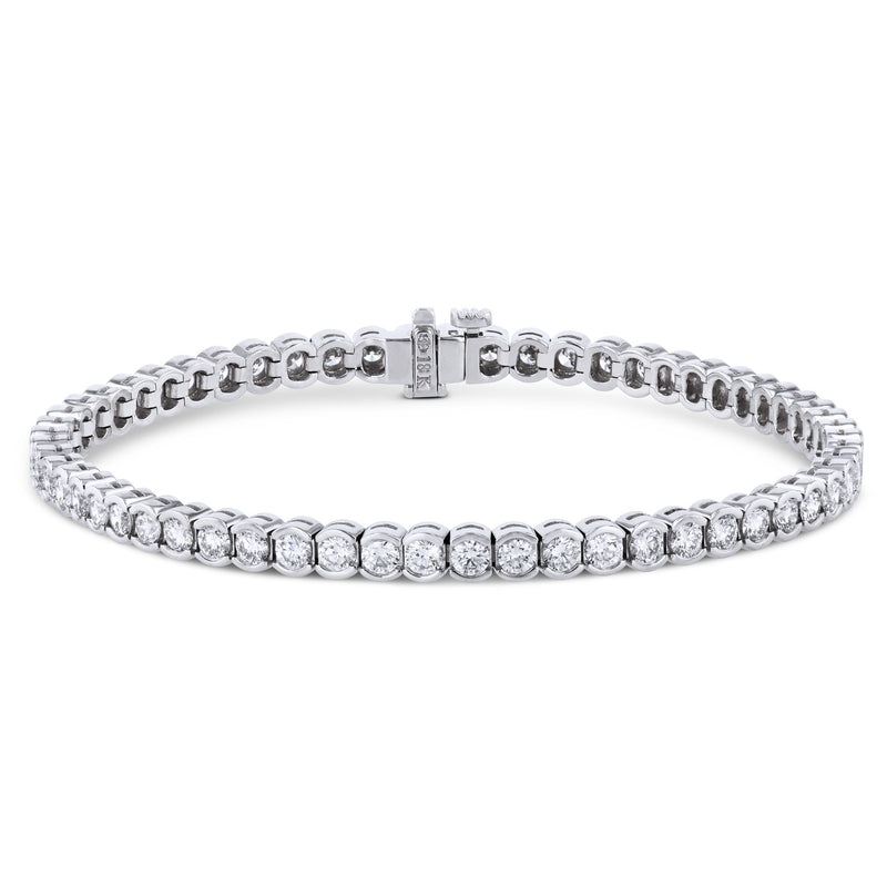 18K White Gold Half Bezel Diamond Tennis Bracelet Bracelets H&H Jewels