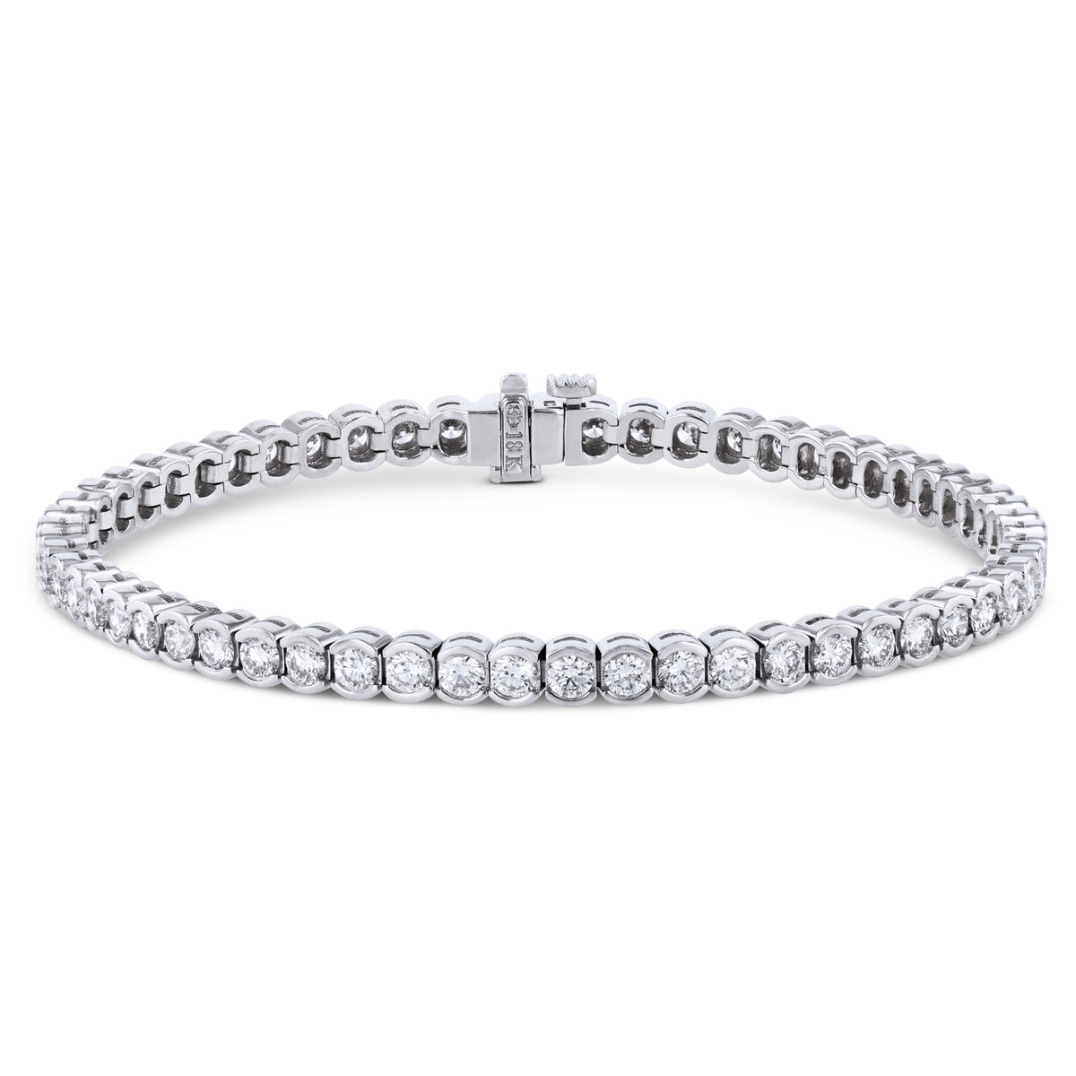18K White Gold Half Bezel Diamond Tennis Bracelet Bracelets H&H Jewels