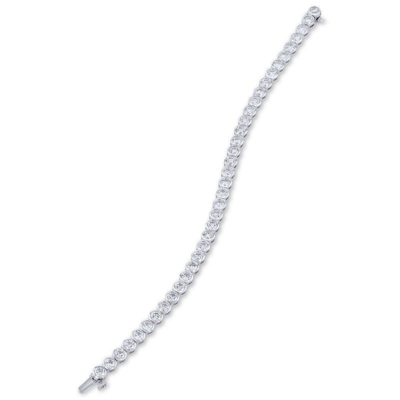 14K White Gold Bezel Set Diamond Tennis Bracelet Bracelets H&H Jewels