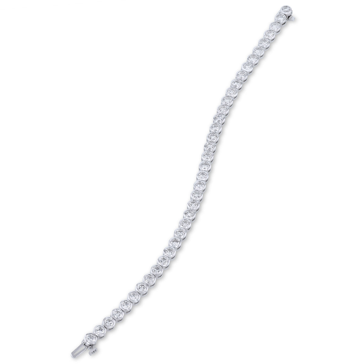 14K White Gold Bezel Set Diamond Tennis Bracelet - Alternate View 1