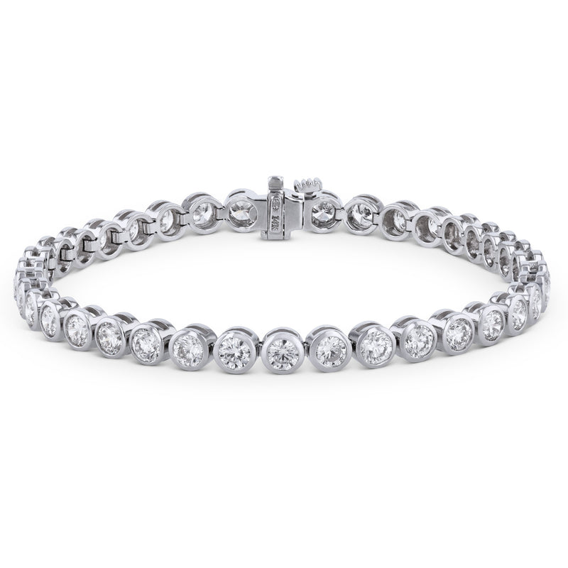 14K White Gold Bezel Set Diamond Tennis Bracelet Bracelets H&H Jewels