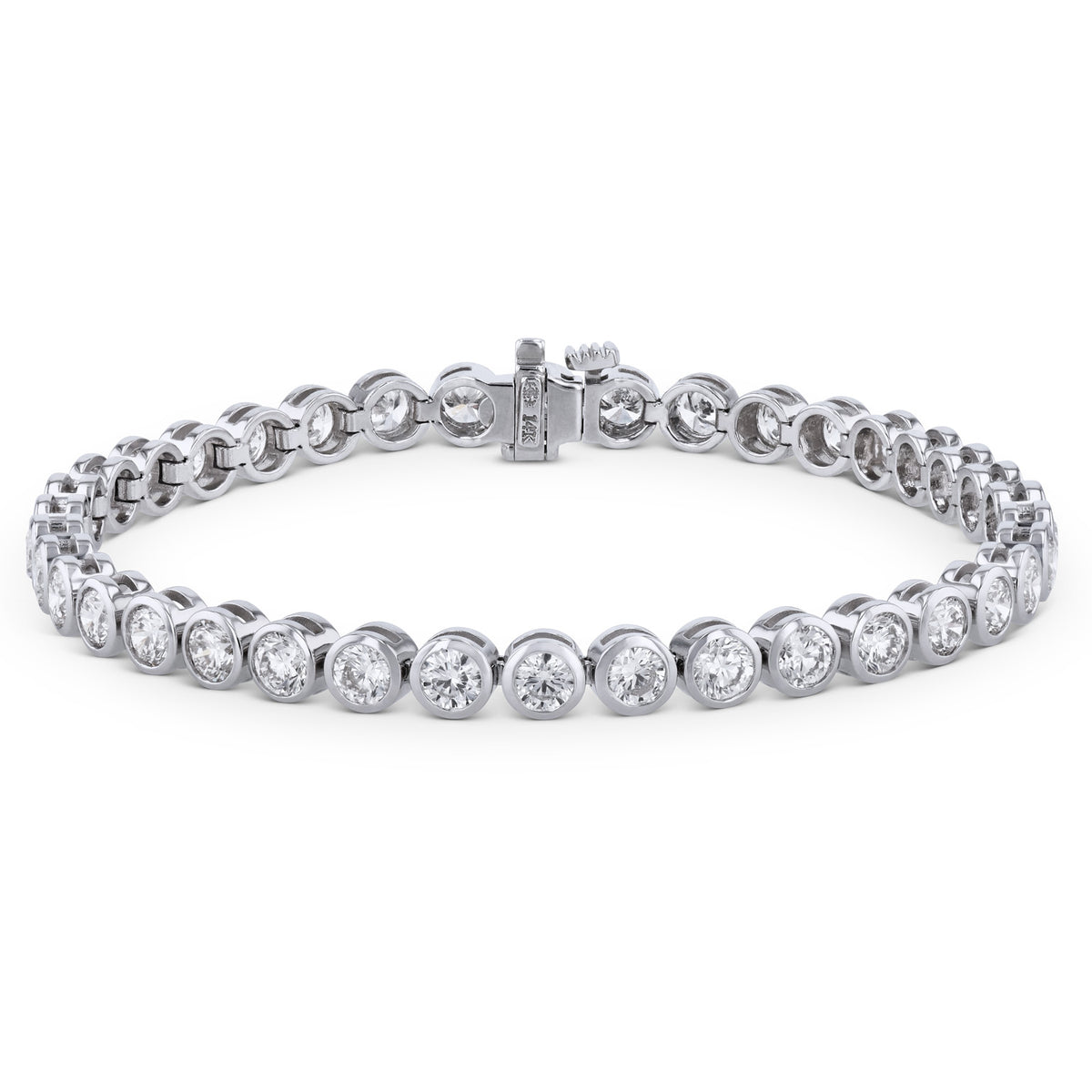 14K White Gold Bezel Set Diamond Tennis Bracelet Bracelets H&H Jewels