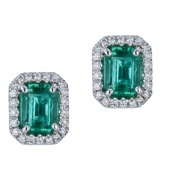 18kt. White Gold Emerald Diamond Pave Earrings Earrings H&H Jewels