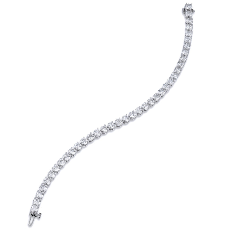18K White Gold 3-Prong Diamond Tennis Bracelet Bracelets H&H Jewels