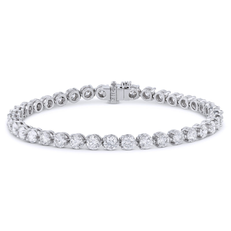 18K White Gold 3-Prong Diamond Tennis Bracelet Bracelets H&H Jewels