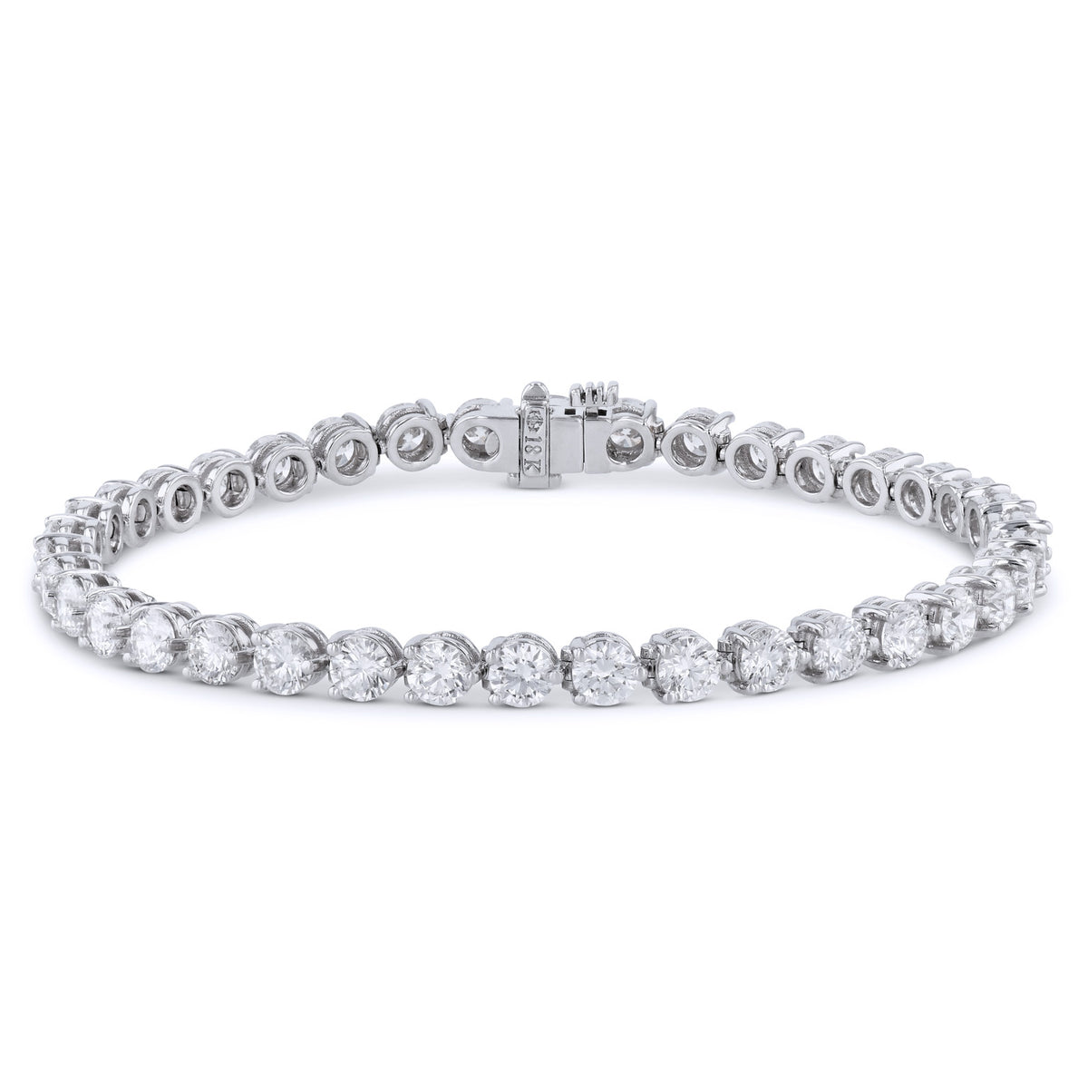18K White Gold 3-Prong Diamond Tennis Bracelet Bracelets H&H Jewels