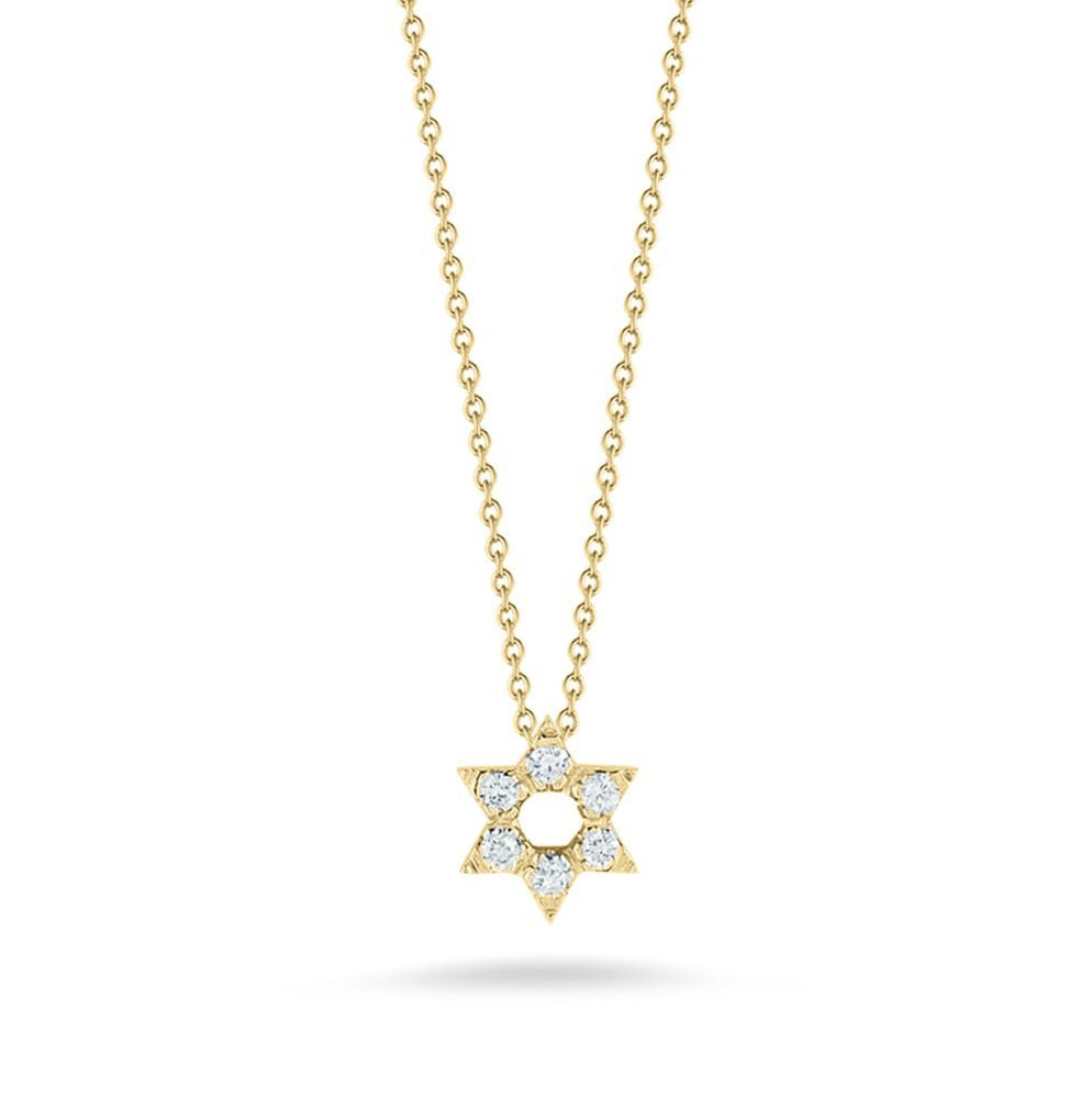 18Kt Yellow Gold Star Of David Diamond Tiny Treasures Pendant Necklace Necklaces Roberto Coin