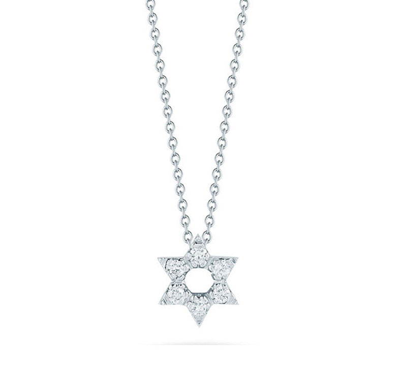 18Kt Gold Star Of David Pendant With Diamonds Necklaces Roberto Coin