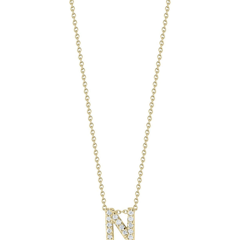 18K Yellow Gold Tiny Treasures Diamond Love Letter "N" Pendant Necklace Necklaces Roberto Coin