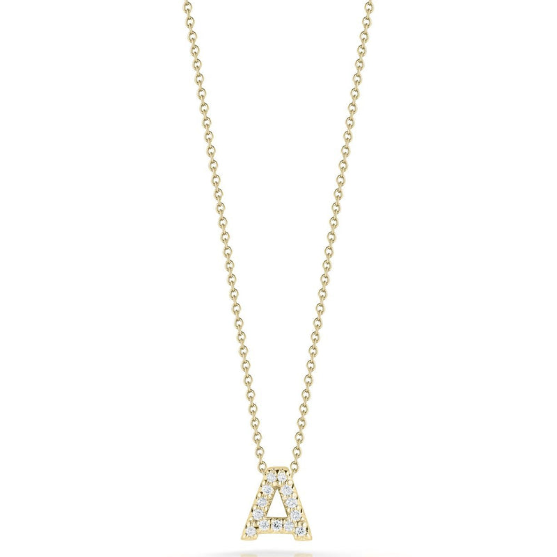 18K Yellow Gold Tiny Treasures Diamond Love Letter "A" Pendant Necklace Necklaces Roberto Coin