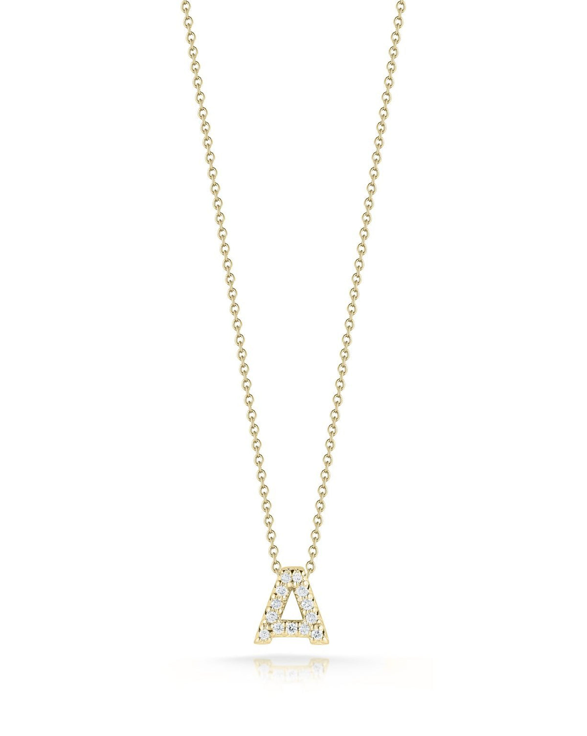 18K Yellow Gold Tiny Treasures Diamond Love Letter "A" Pendant Necklace Necklaces Roberto Coin