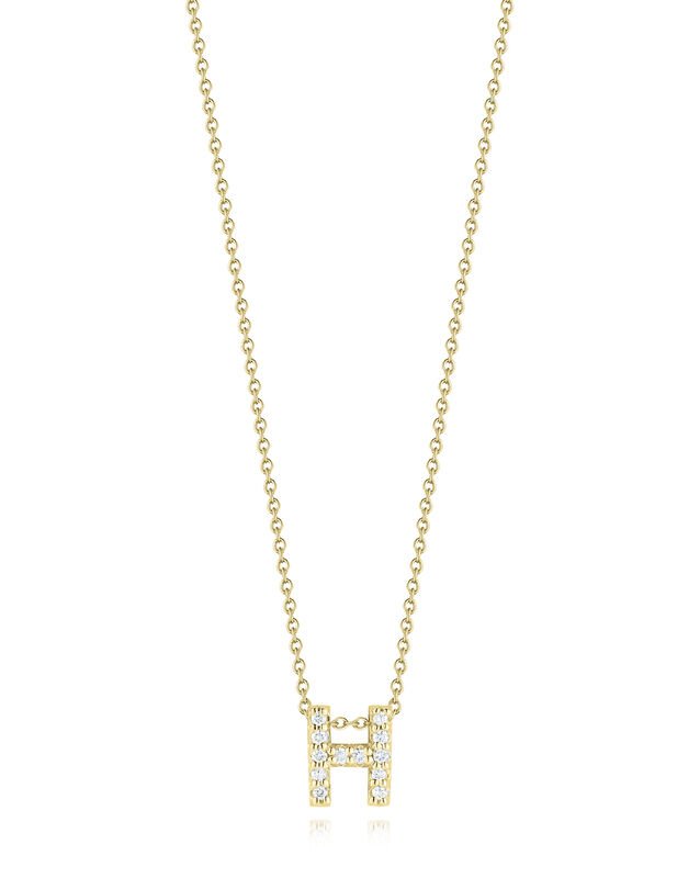18K Yellow Gold Tiny Treasures Diamond Love Letter "H" Pendant Necklace Necklaces Roberto Coin