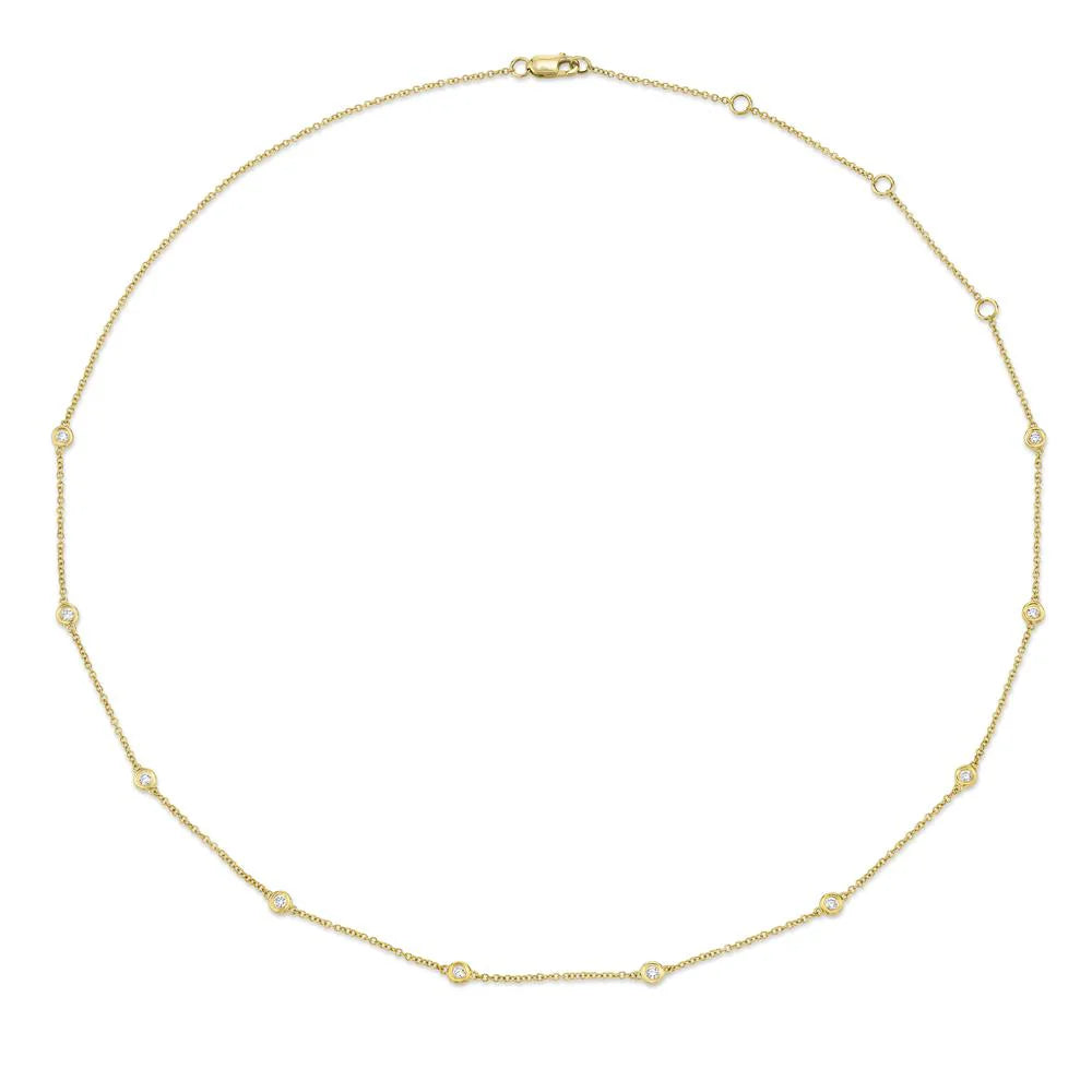 14kt. Yellow Gold 18in Diamond by the Yard Bezel Necklace Necklaces Shy Creation