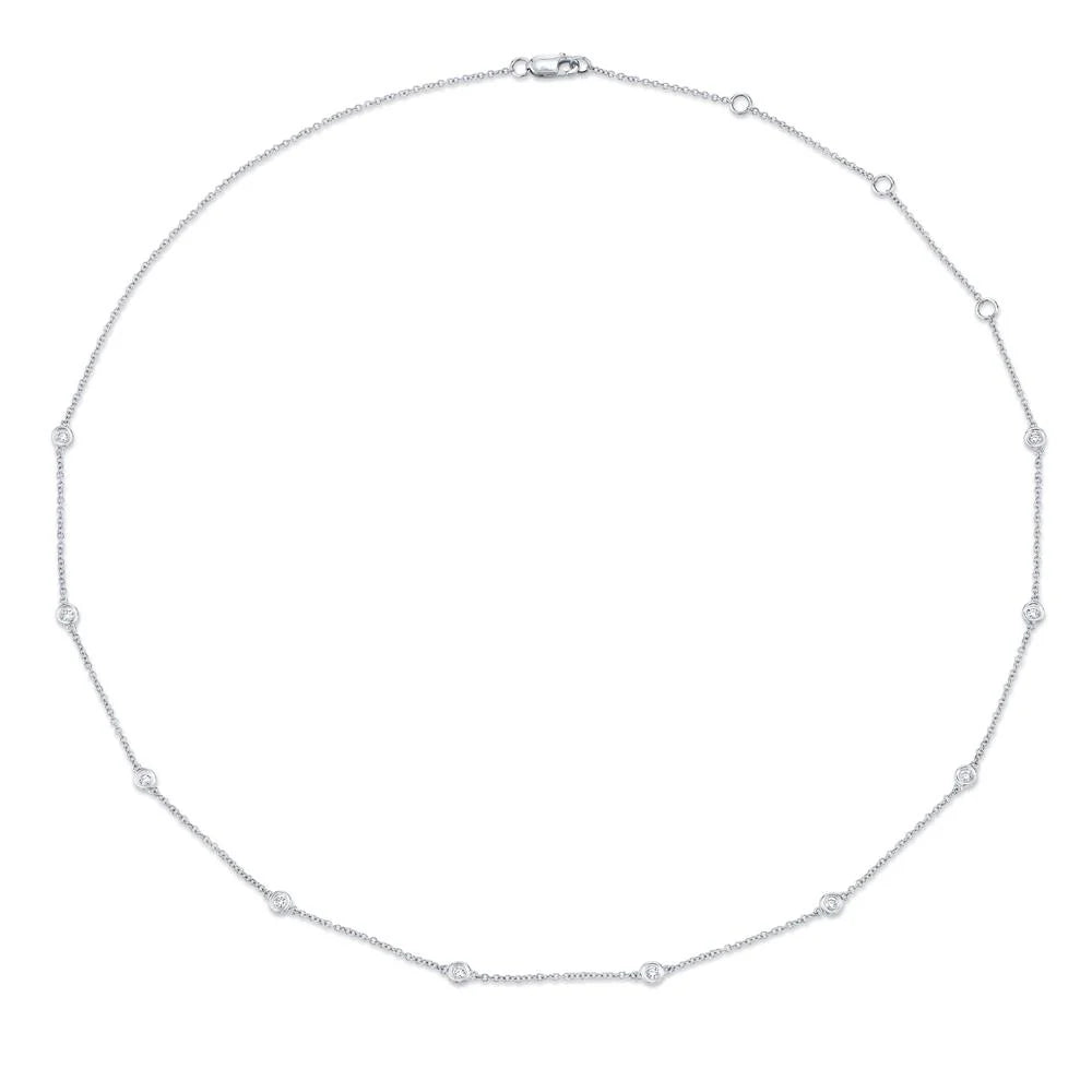 14kt. White Gold 18in Diamond by the Yard Bezel Necklace Necklaces Shy Creation