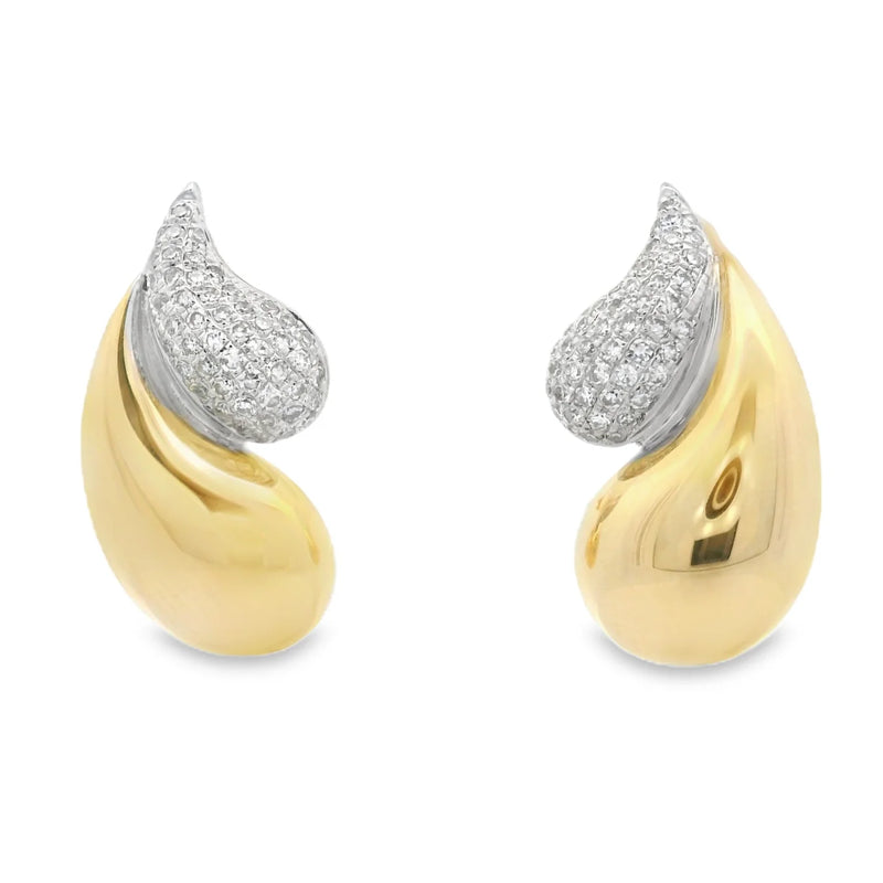 14kt Yellow Gold Diamond Teardrop Stud Earrings Earrings Shy Creation