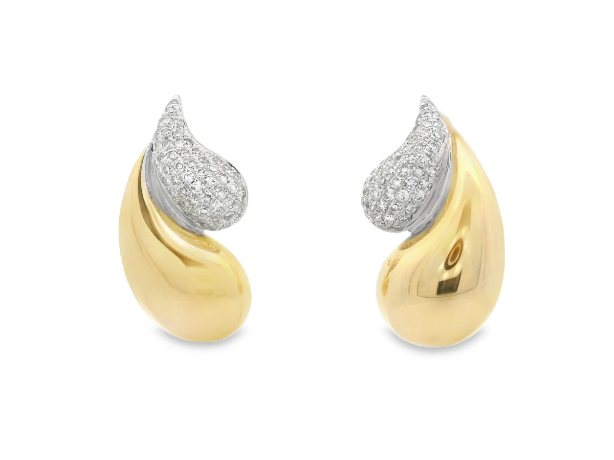 14kt Yellow Gold Diamond Teardrop Stud Earrings Earrings Shy Creation