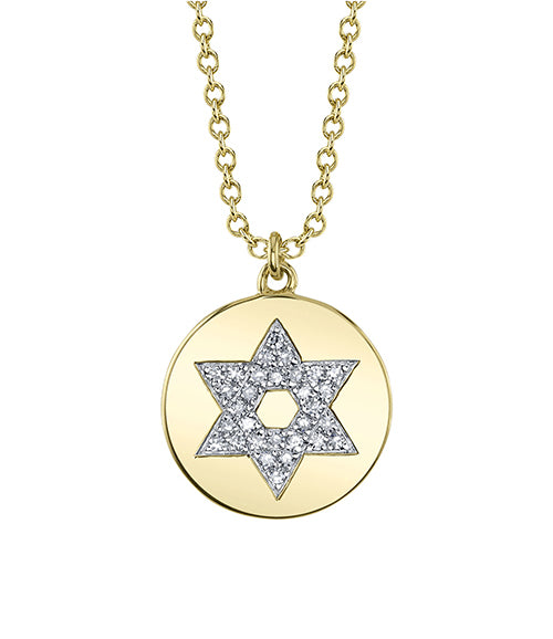 Yellow Gold Pave Diamond Star Of David Pendant Necklace Necklaces Shy Creation