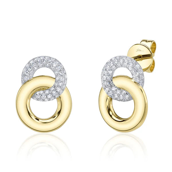 14kt White & Yellow Gold Diamond Circle Stud Earrings Earrings Shy Creation
