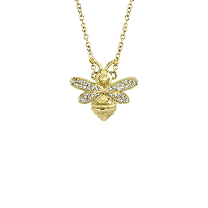 14kt. Yellow Gold Diamond Bee Pendant Necklace Necklaces Shy Creation