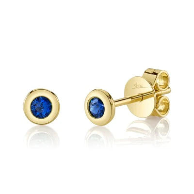 14kt Yellow Gold Bezel Set Sapphire Stud Earrings Earrings Shy Creation