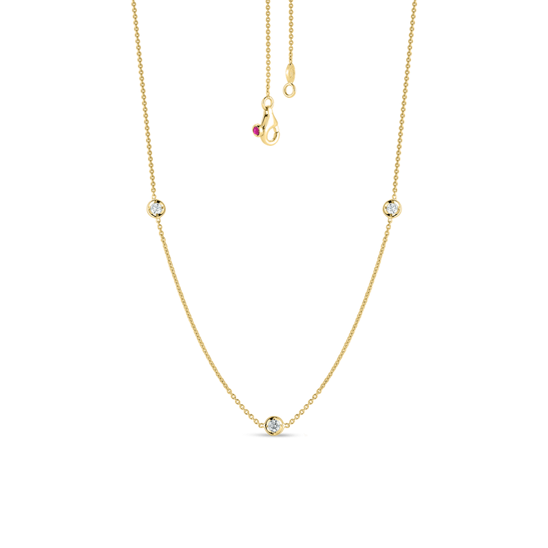 18K Yellow Gold Diamonds by the Inch 3 Station Necklace Necklaces Roberto Coin