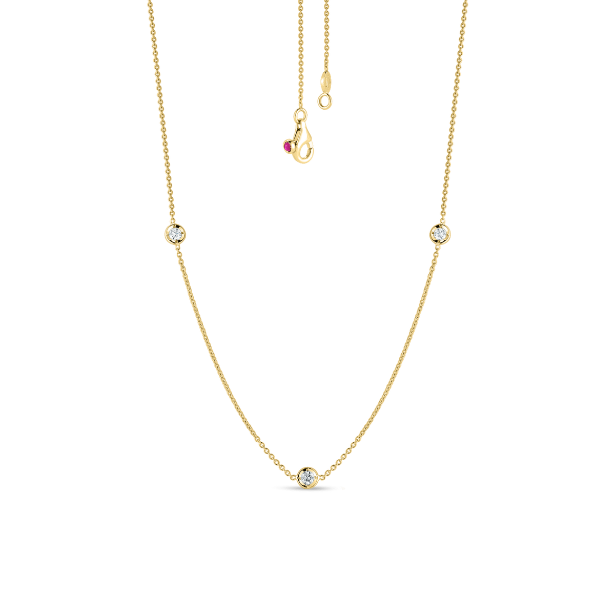 18K Yellow Gold Diamonds by the Inch 3 Station Necklace Necklaces Roberto Coin