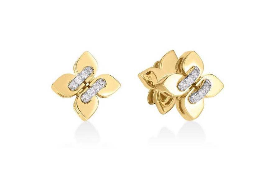 18k Yellow Gold Verona Petite Diamond Flower Stud Earrings Earrings Roberto Coin