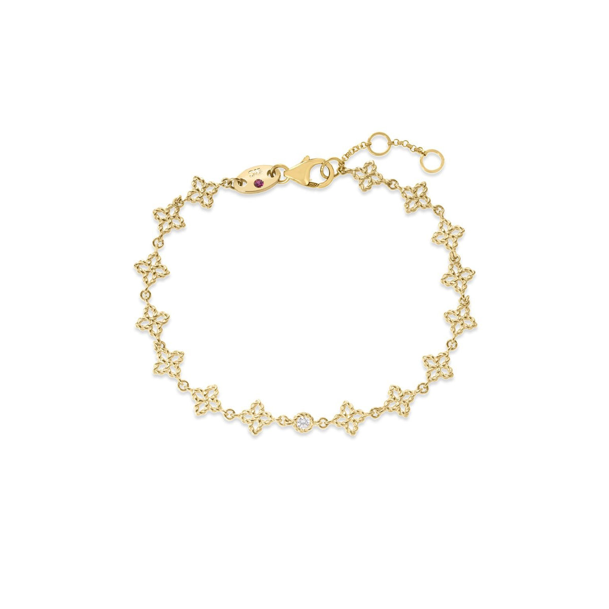 18kt Yellow Gold Diamond Principessa Flower Link Bracelet Bracelets Roberto Coin