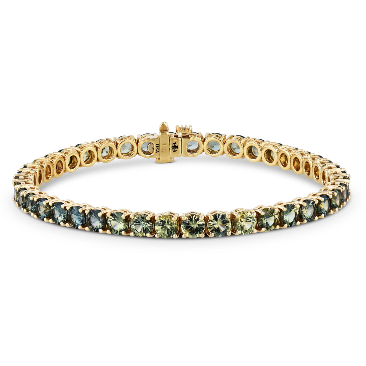 18K Yellow Gold Ombre Sapphire Tennis Bracelet Bracelets H&H Jewels