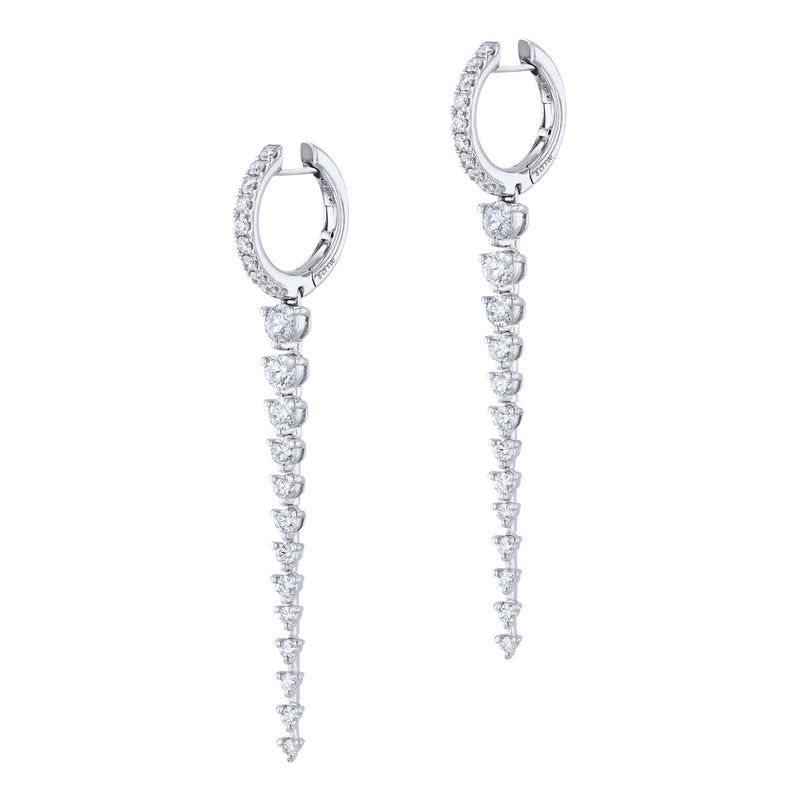 18K White Gold Diamond Pavé Drop Earrings Earrings Curated by H
