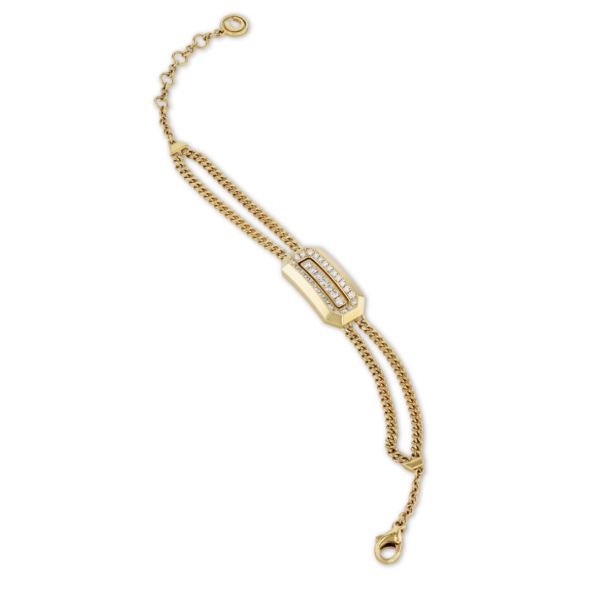 18K Yellow Gold Diamond Pavé ID Chain Bracelet - Alternate View 2