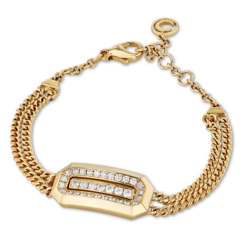 18K Yellow Gold Diamond Pavé ID Chain Bracelet Bracelets Curated by H