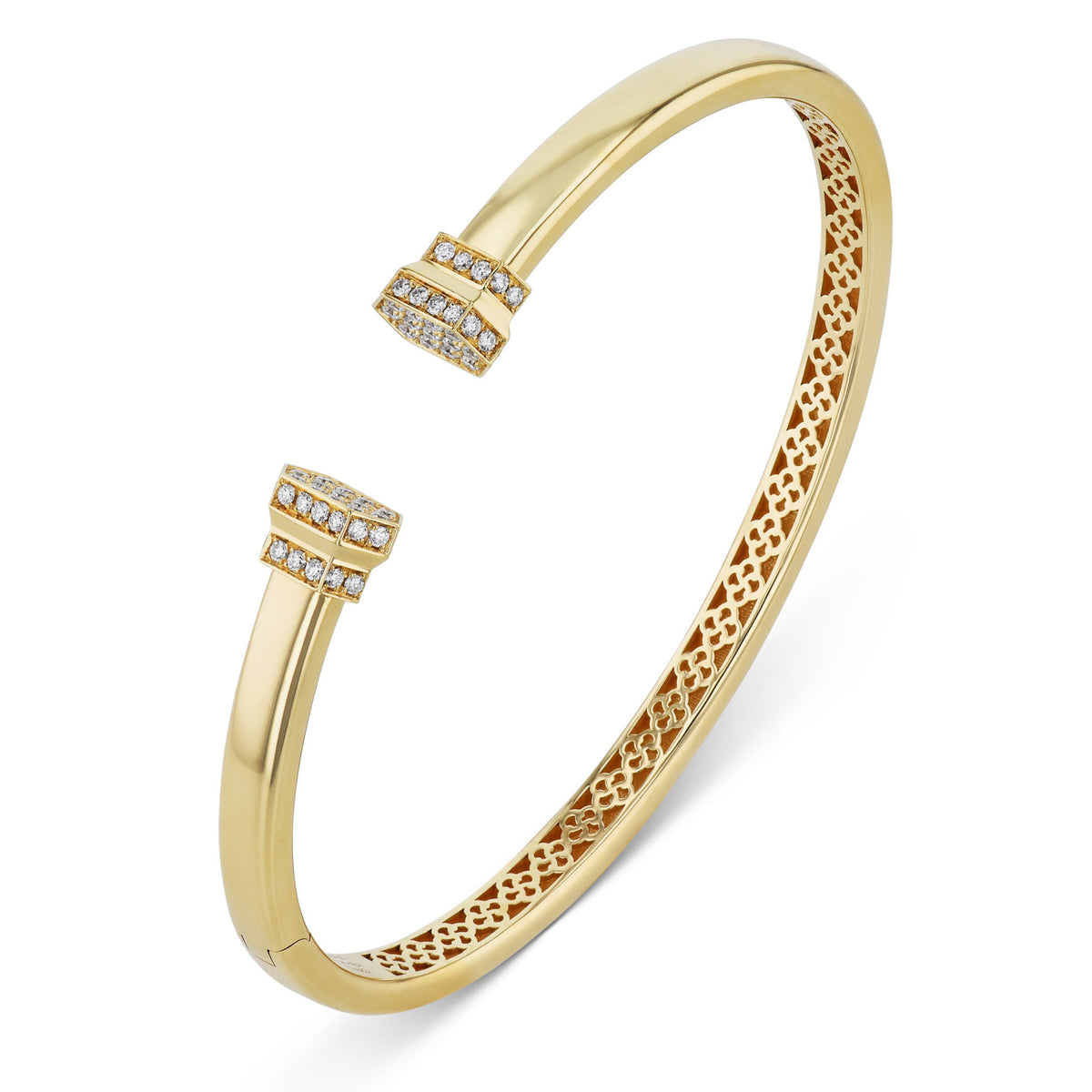 18K Yellow Gold Diamond Pavé Open Cuff Bangle - Alternate View 2