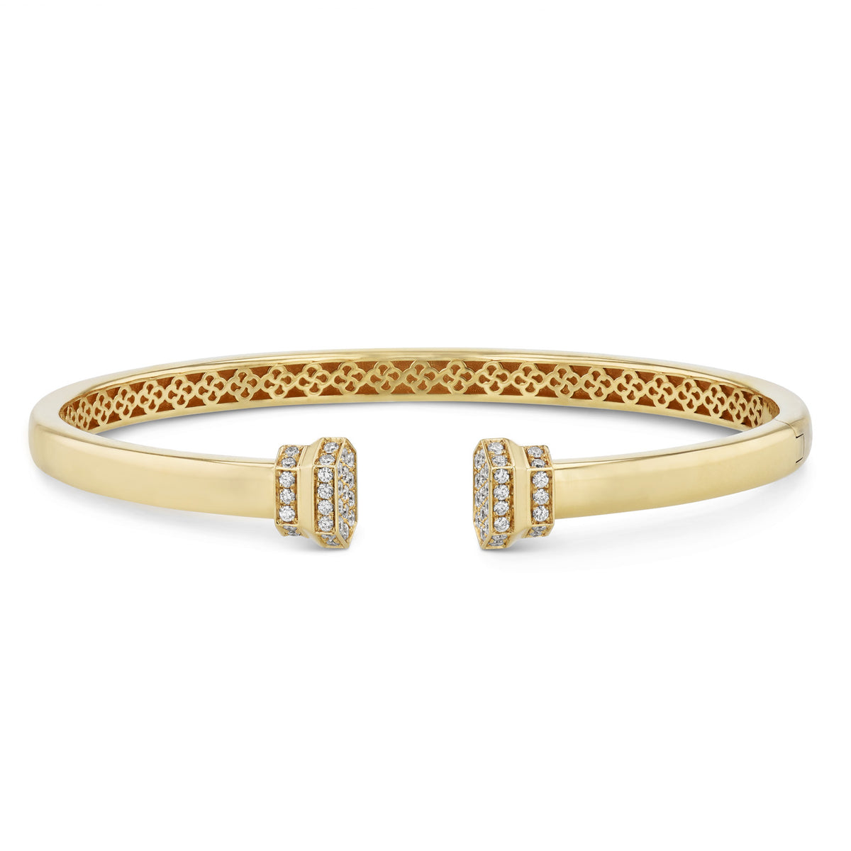 18K Yellow Gold Diamond Pavé Open Cuff Bangle Bracelets Curated by H