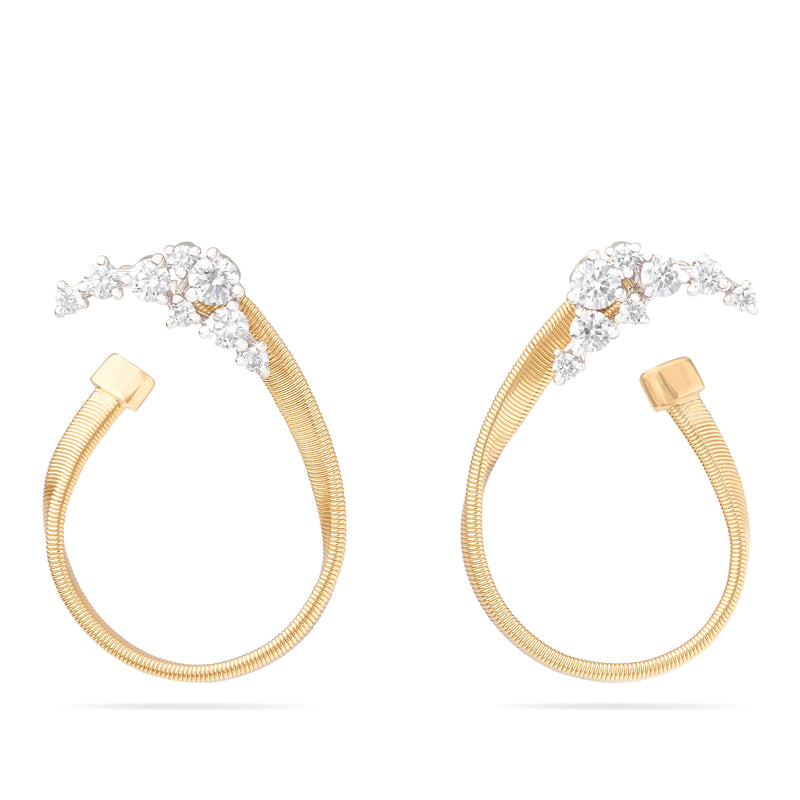 18kt Yellow Gold Diamond Cluster Marrakech Collection Open Hoop Earrings Earrings Marco Bicego