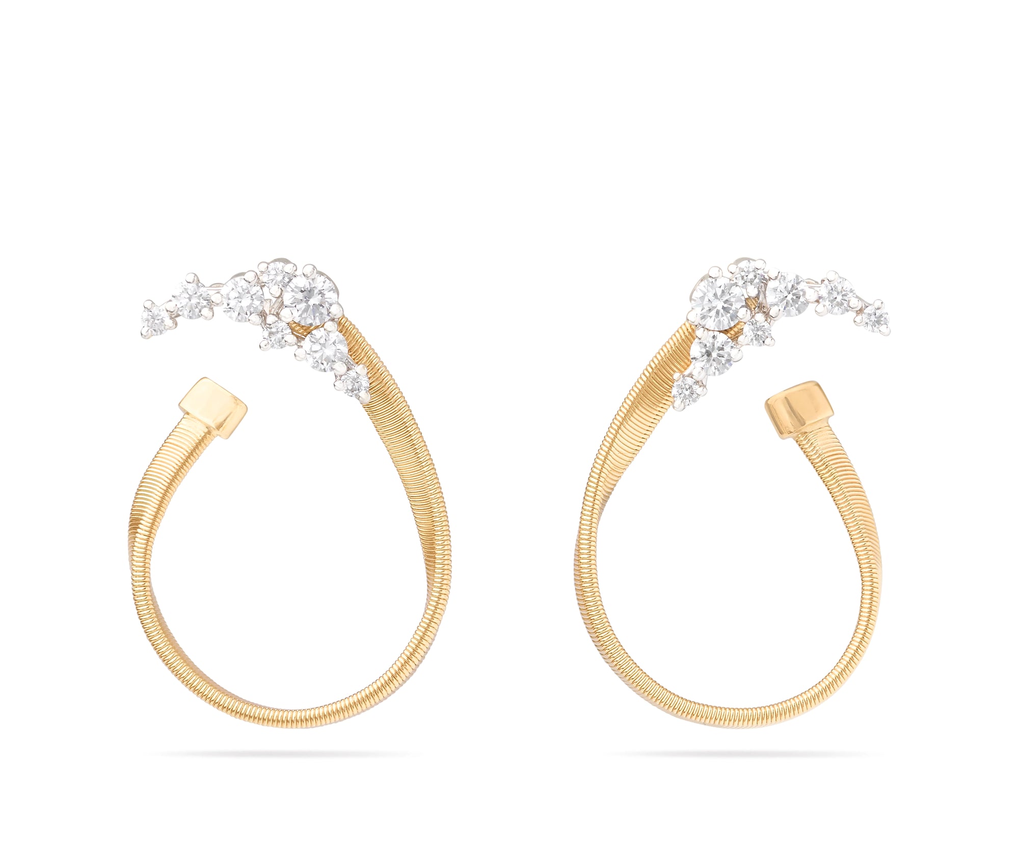 18kt Yellow Gold Diamond Cluster Marrakech Collection Open Hoop Earrings Earrings Marco Bicego