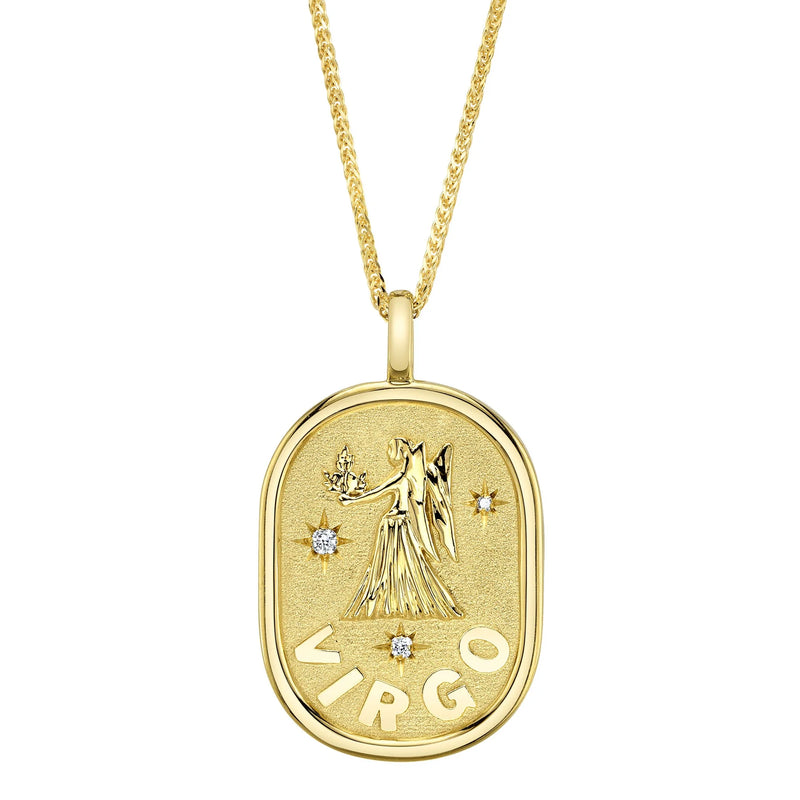14kt. Yellow Gold Zodiac - Virgo Maiden Star Pendant Necklace Necklaces Shy Creation