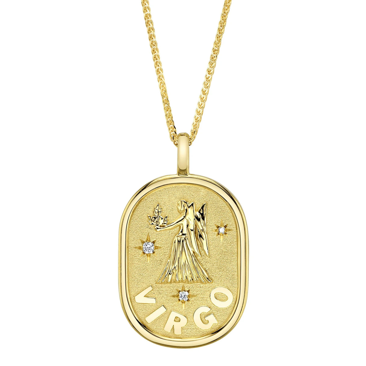 14kt. Yellow Gold Zodiac - Virgo Maiden Star Pendant Necklace Necklaces Shy Creation