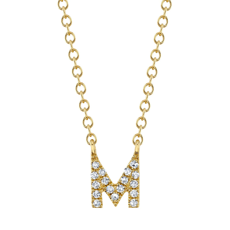 14kt. Yellow Gold Diamond Initial "M" Pendant Necklace Necklaces Shy Creation
