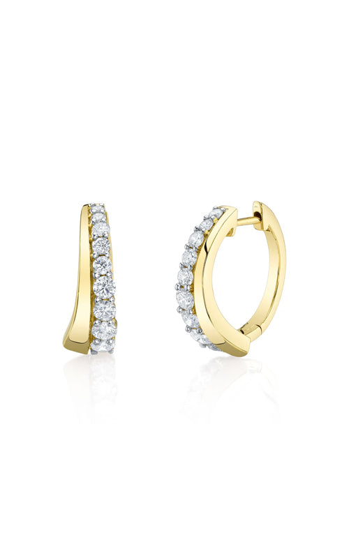14K Yellow Gold Diamond Halfway Hoop Earrings Earrings Shy Creation
