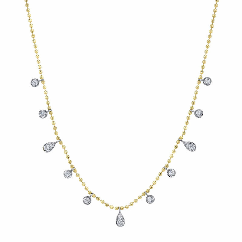 14K Yellow Gold Diamond Pavé Drop Necklace Necklaces Shy Creation