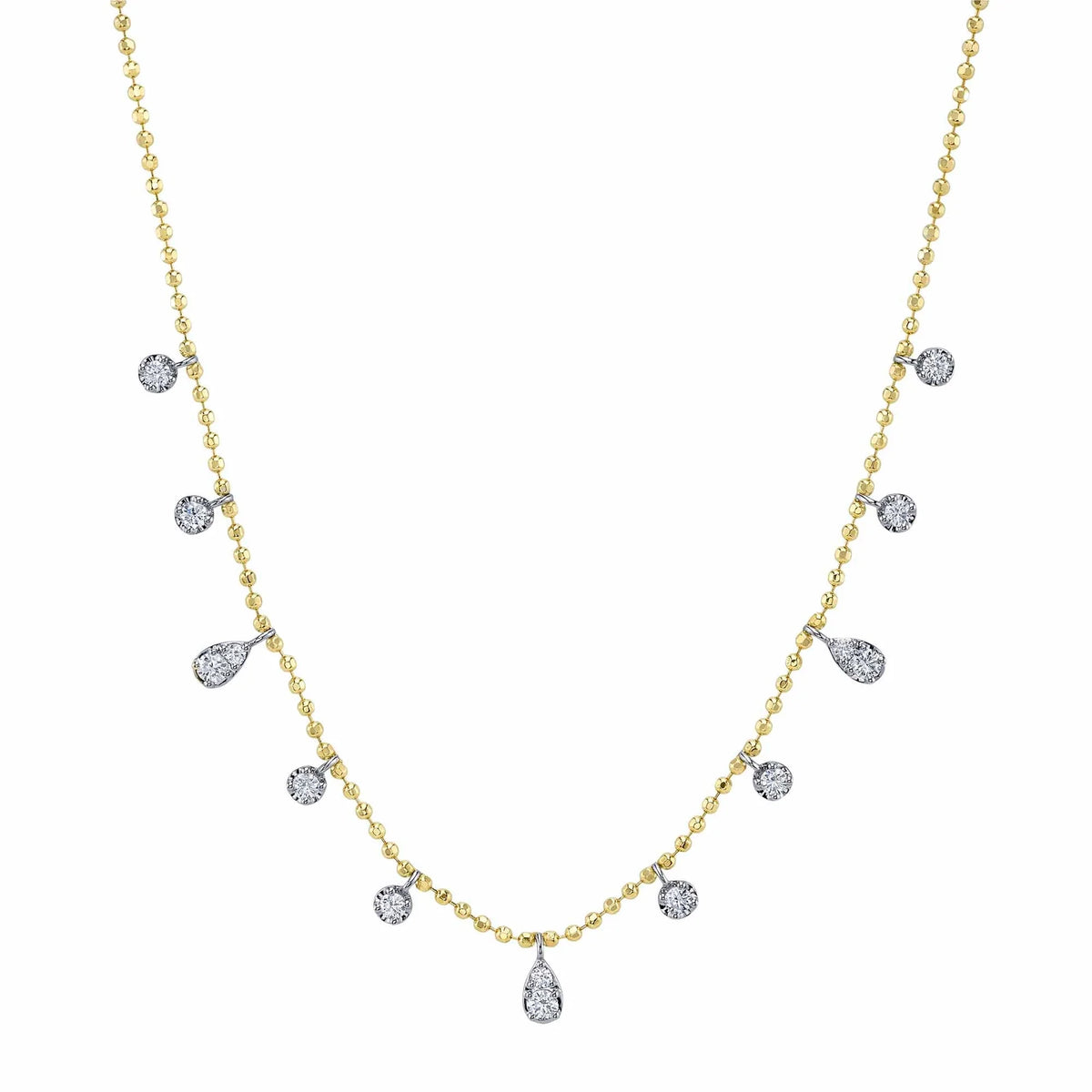 14K Yellow Gold Diamond Pavé Drop Necklace Necklaces Shy Creation