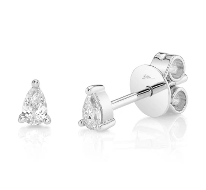 14K White Gold Pear Shaped Diamond Stud Earrings Earrings Shy Creation
