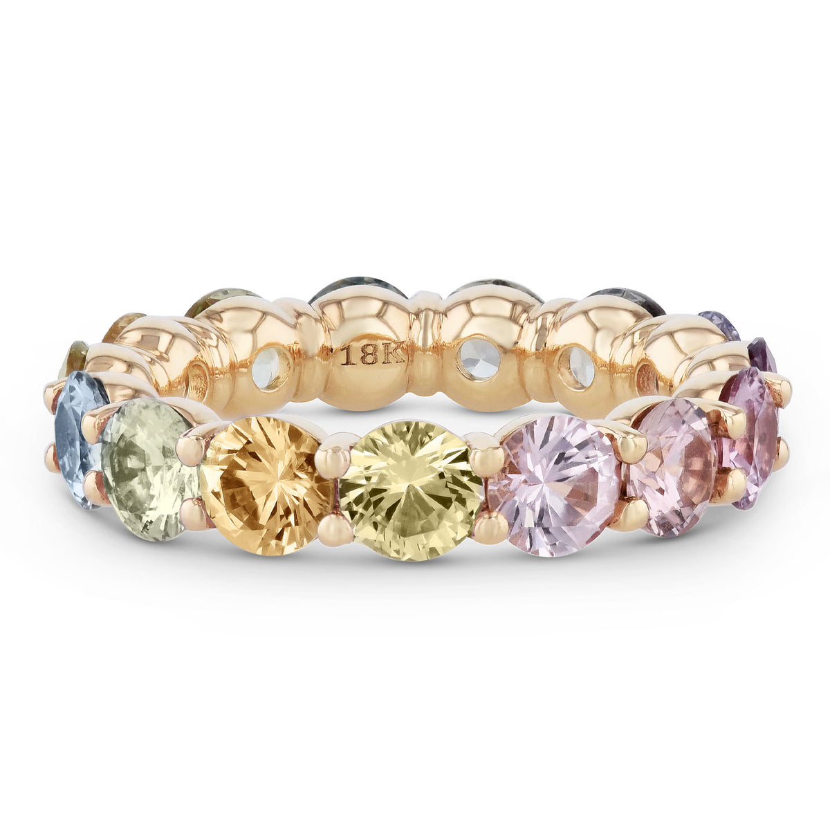 Multi Color Sapphire Yellow Gold Eternity Band Ring Rings H&H Jewels