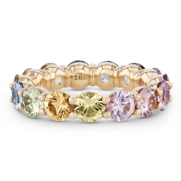 Multi Color Sapphire Yellow Gold Eternity Band Ring Rings H&H Jewels