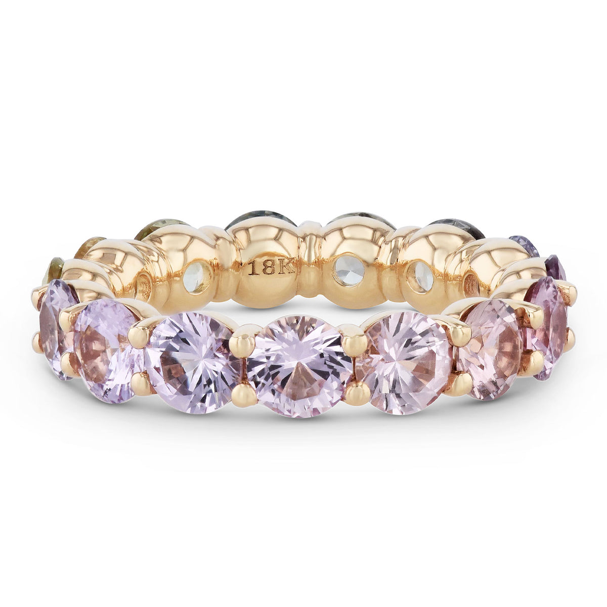 Multi Color Sapphire Yellow Gold Eternity Band Ring - Alternate View 2