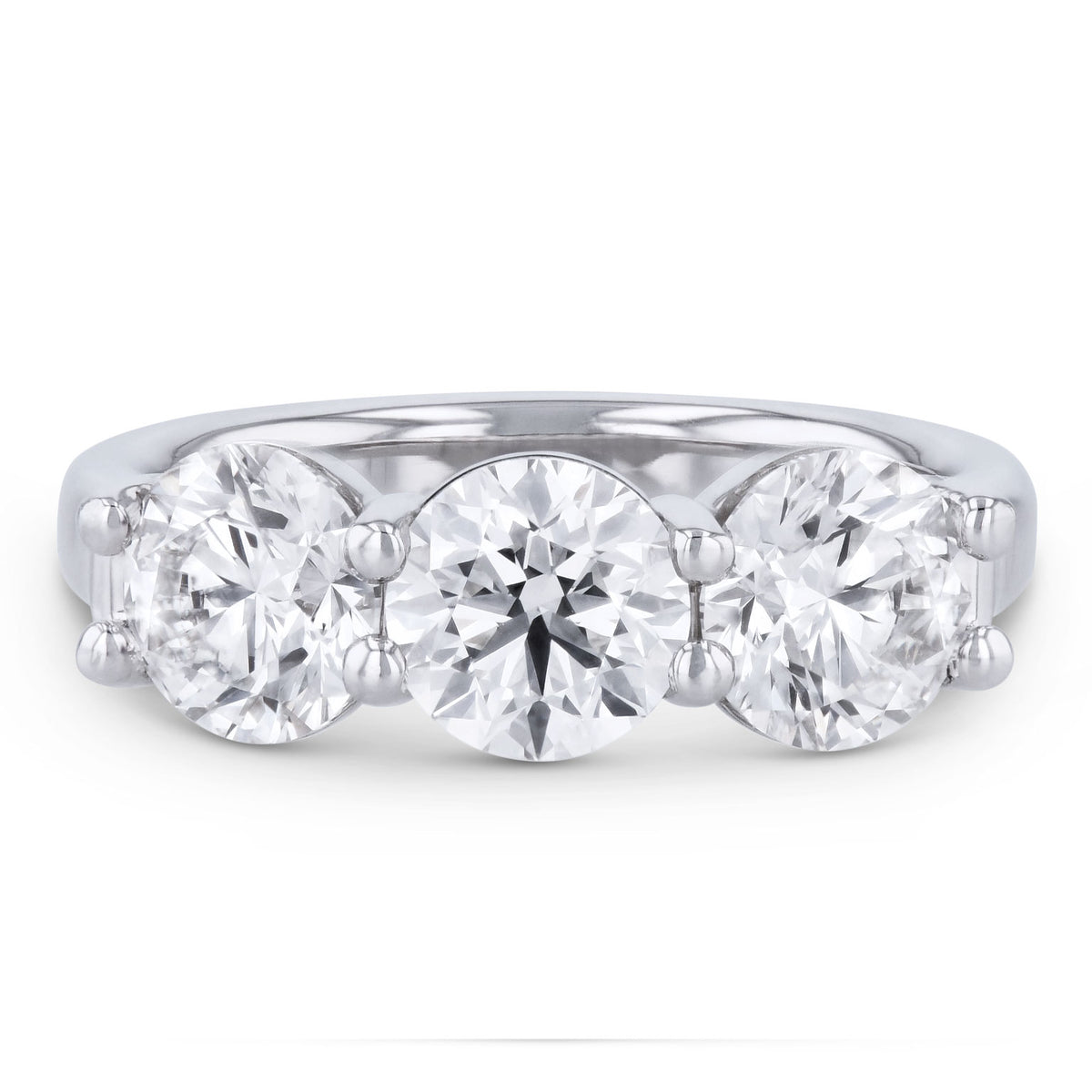 3 Round Diamond Platinum Band Ring Rings H&H Jewels