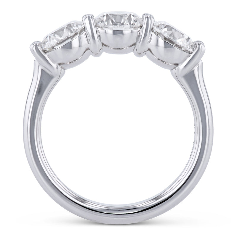 3 Round Diamond Platinum Band Ring Rings H&H Jewels